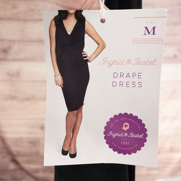 NWT INGRED & ISABEL BLACK DRAPE DRESS WOMENS SIZE M MEDIUM NEW! - Picture 7 of 7